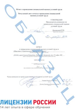 Образец отчета Боровск Проведение специальной оценки условий труда